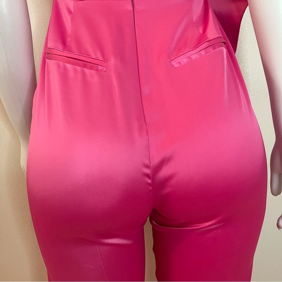 Hot pink strapless sweetheart neckline bow on side jumpsuit - Picture 7 of 13